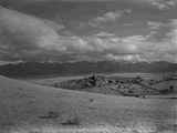 Black and white photo overlooking the Landscape of the Broadway Mill, Madison County, Montana, 1955