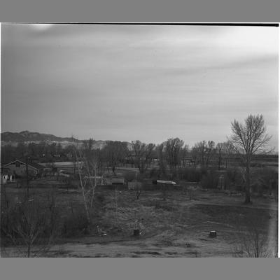 View from the Top of the High School of a House and Out Buildings, Twin Bridges, Montana, 1952