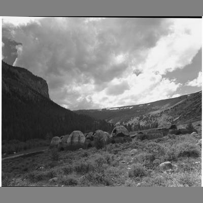 A group of Charcoal Ovens in Canyon Creek, Beaverhead County, 1952