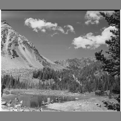 An abandoned log cabin next to Upper Wisconsin Creek, 1953