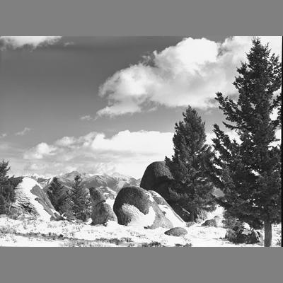 Several Large Boulders Covered in Snow, Madison County, 1954