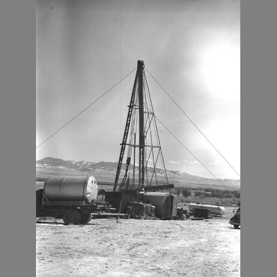 Oil Drilling on Nyhart Ranch, Madison County, 1954