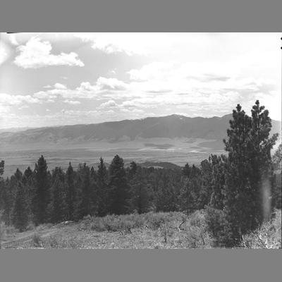 California Gulch looking west to the Ruby Mountains, Point of Rocks, and Birch Creek Mountains, Montana.