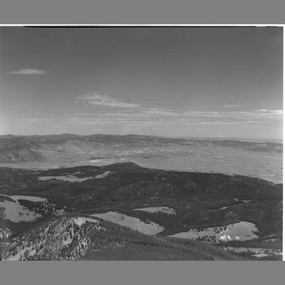 View of mountains, valleys and forest, Silver Bow County, Montana, 1954.