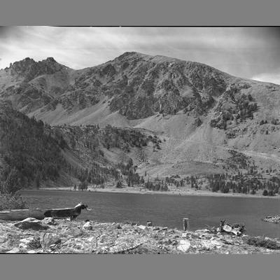 Towering Mountains Above Lower Lake, Dry Boulder 1954