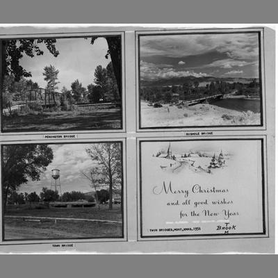 A Christmas card with a series of photographs from Thomas Brook, 1956.