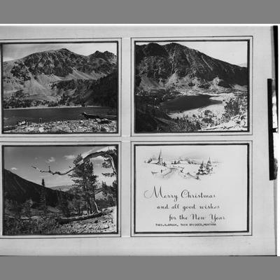 A Christmas card with a series of photographs of scenic locations, from Thomas Brook.