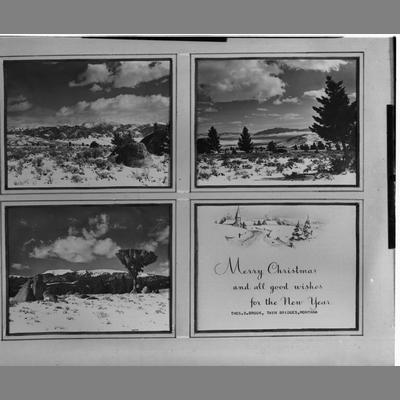 A Christmas card with a series of photographs of scenic mountain locations, from Thomas Brook.