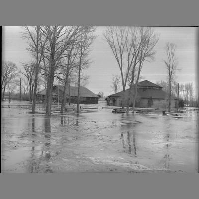 Flooded Fairground Pavilions at Twin Bridges, Montana, December 1955