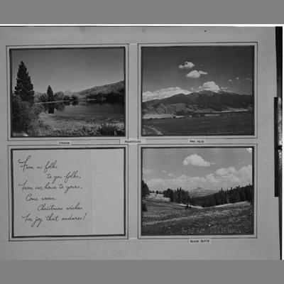 Christmas Cards Made up of Photos of Sphinx, Man Head and Black Butte Mountains, 1959