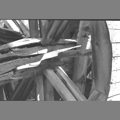 Close Up of a Broken and Abandoned Wooden Wheel, September 9, 1956