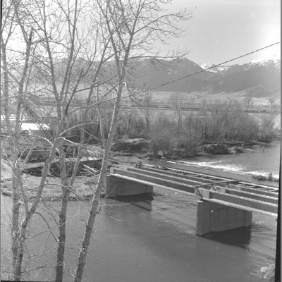 Snow Capped Mountains Frame the Waterloo Bridge Construction, March 19, 1961