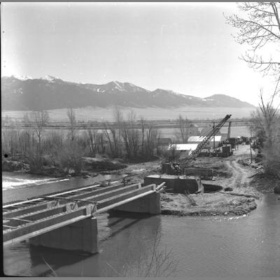 Hoisting Machinery Helping with the Waterloo Bridge Over the River, March 19, 1961