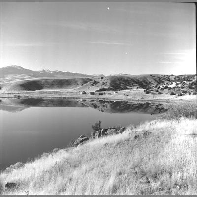 Buildings in the Distance Behind Ennis Lake October 28, 1952