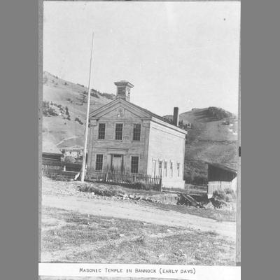 Front View of Two Story Masonic Temple in Bannack