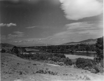 View Looking Down the Slope of Sagebrush Covered Hillside towards Big Hole River