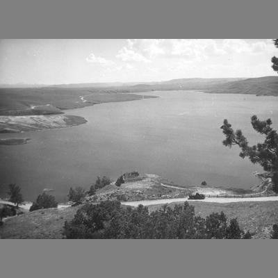 Elevated View of Ennis Lake with Open Shoreline