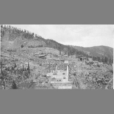 Ore Mill and Associated Mining Buildings Perched on Mountain Slope