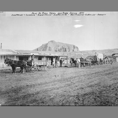 Men and Boys Pose Alongside Wagons at the Rock Stage Station 1895