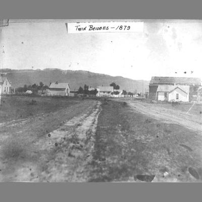 Distant View of Wood Frame Building in Twin Bridges 1879