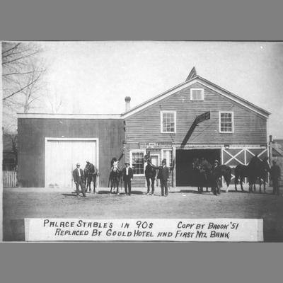 Men and Horses Pose in Front of Palace Stables circa 1890