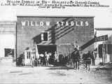 Six Men Pose in Front of Willow Stable circa 1890