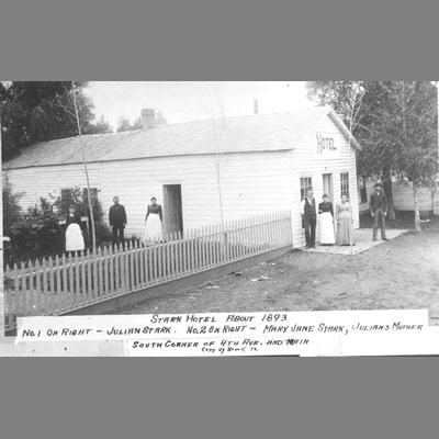 Men and Women Gather in Front of Stark Hotel 1893