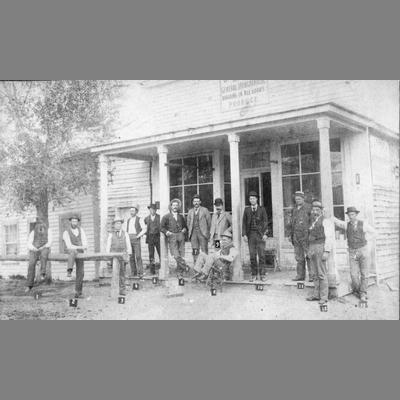 Twin Bridges Men Stand Outside on Front Porch circa 1890