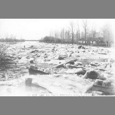 Blocks of ice rising up to cause an ice jam, March 1910