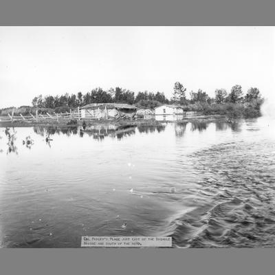Cal Pasley's residence east of the Big Hole Bridge, viewed over extensive flood waters.