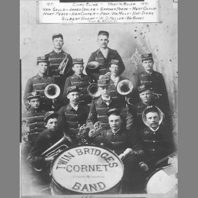 Cornet Band Poses in Studio with Instruments 1891
