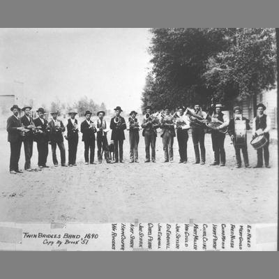 Twin Bridges Band Poses with Instruments 1890