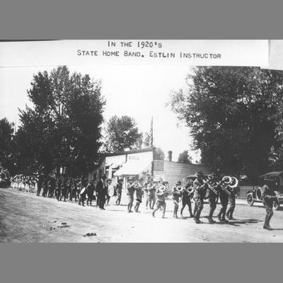 Band Marching Down Main Street in Twin Bridges Parade circa 1920