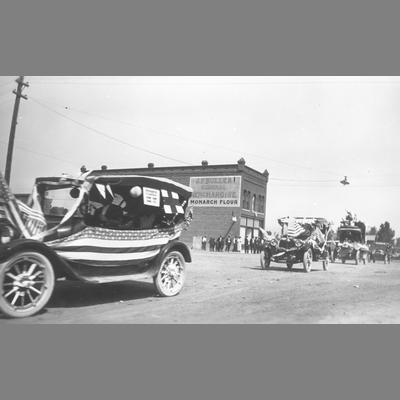 Automobiles in Twin Bridges Parade During a Procession circa 1920