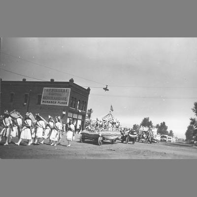 Girls Wearing Patriotic Costumes Walking in Twin Bridges Parade circa 1920