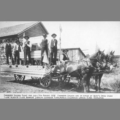 Six Men Atop the Saloon Parade Float - July 4, 1898