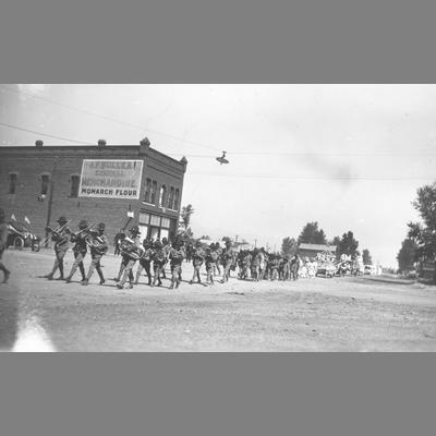 Orphans Home Band Marches in Parade Down Twin Bridge's Main Street circa 1920s