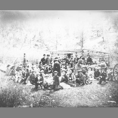 Large Group of People Enjoying a Church Picnic in the Bear Gulch