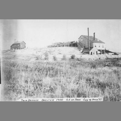 Wood Frame Smelter Building and Smaller Outbuilding Viewed From a Distance, 1900