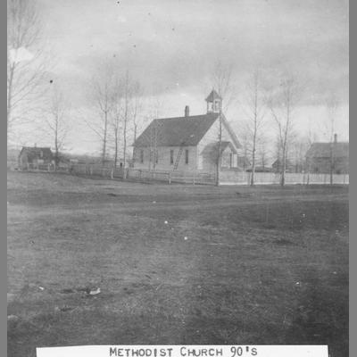 Mid Distance View of Wood Frame Methodist Church, 1890