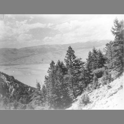 Elevated View of Valley with Distant Mountains