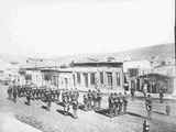 Military Formation of Soldiers on Main Street of Virginia City, Montana 1890