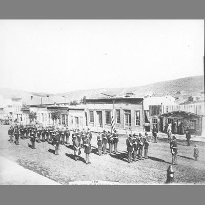 Military Formation of Soldiers on Main Street of Virginia City, Montana 1890