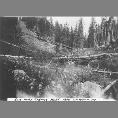 Brushy Mountain with Log Cabin in Elkhorn Springs, 1890