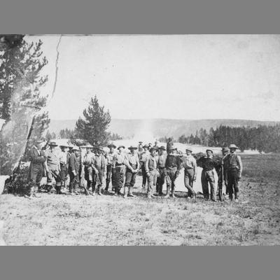 Upper Geyser Basin - Group of Men Posing With Rifles