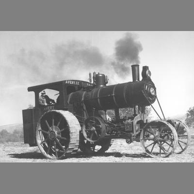 Side View of Steam Tractor with Avery C.C. Painted Above the Cab