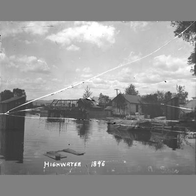 Highwater flood in Twin Bridges, Montana, 1896.