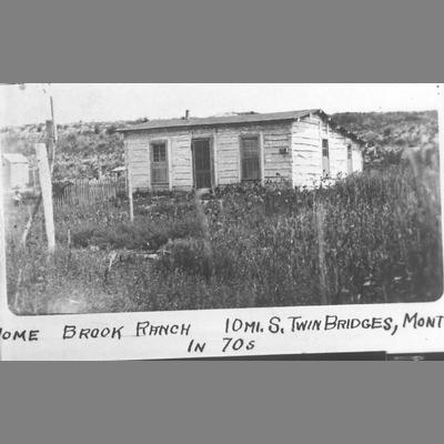 Brook Ranch - Hewn Log Cabin in Weedy Field, Twin Bridges, Montana, 1870