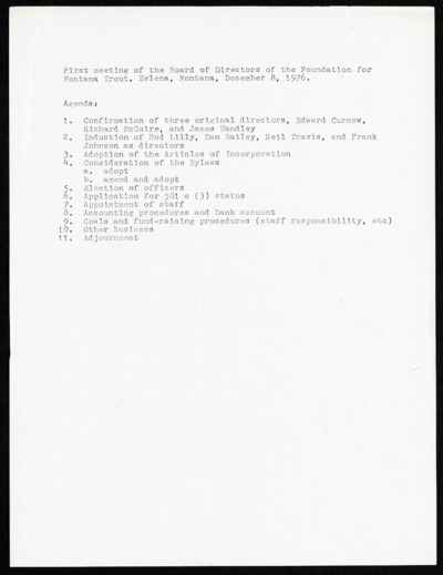 Montana Trout Foundation - Bylaws and Incorporation