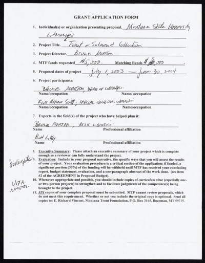 Montana Trout Foundation - Grant applications